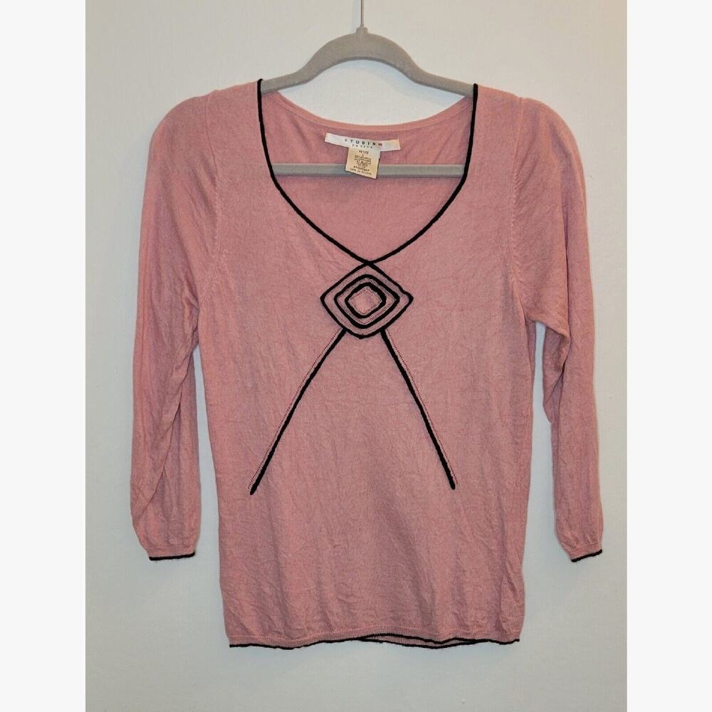 Vintage Sweater Womens Large Petite Pink‎ Pastel Soybean Cashmere Coquette Femme